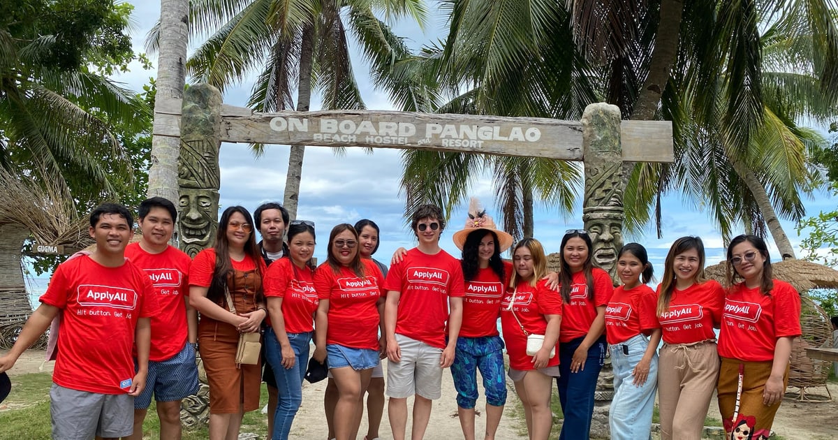 ApplyAll teammates at a beach resort in the Philippines